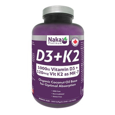 Naka Platinum Vitamin D3 + K2 300 Softgels